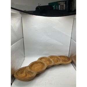Wooden Divided‎ Serving Tray Appetizer Dish Condiment Holder Decorative